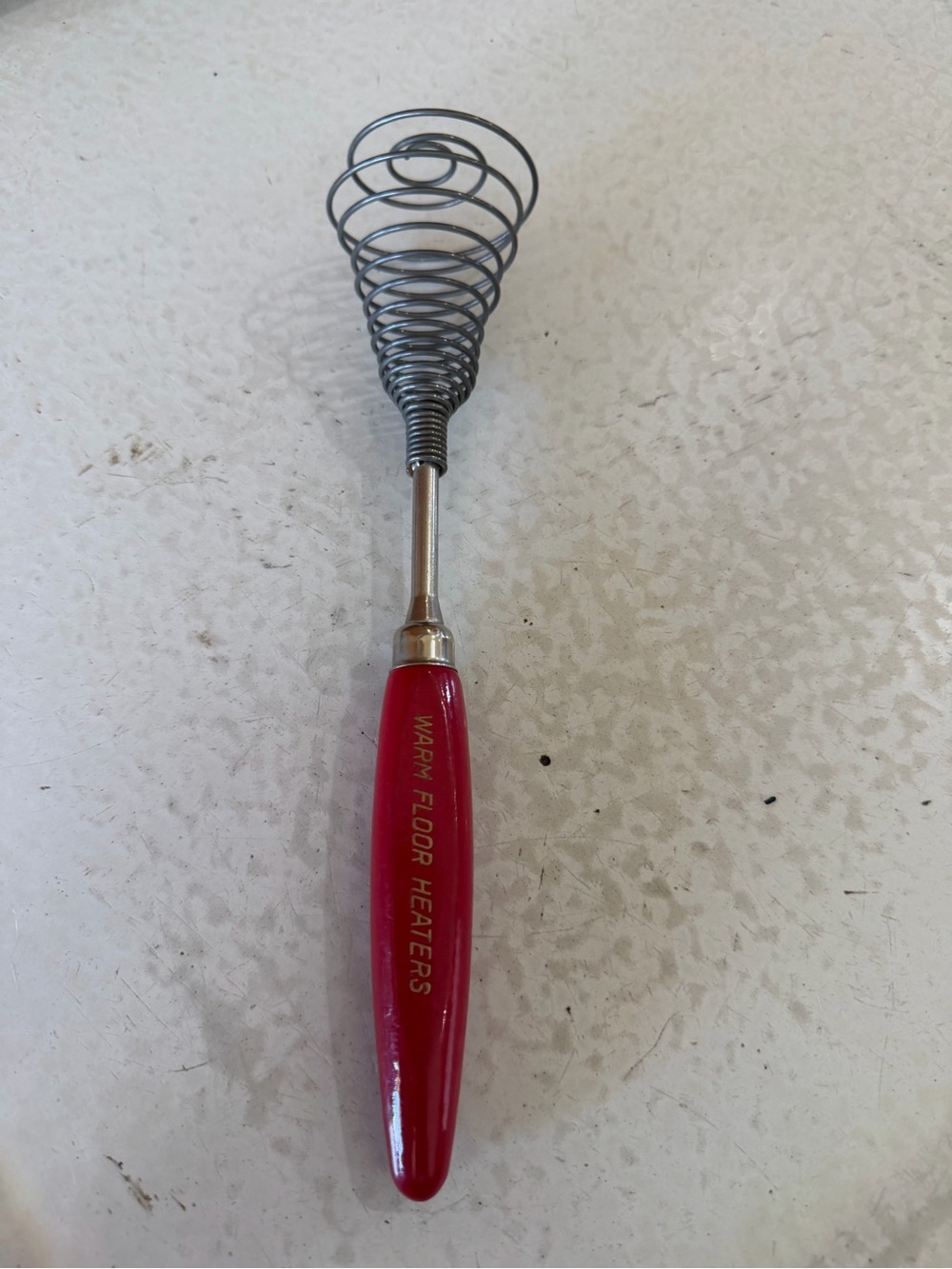Vintage Red Spiral Whisk - Durable Kitchen Mixing Tool